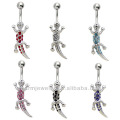 Surgical Steel 14 Guage Lizard Navel Belly Ring Body Jewelry 1.6mm BER-014